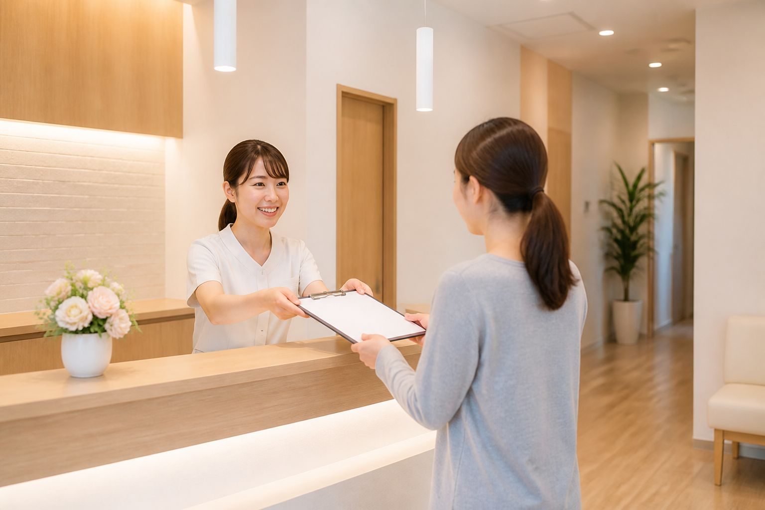 受付での問診票記入